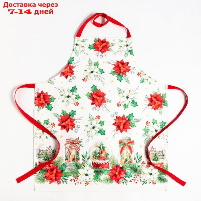 Набор подарочный "Этель" Christmas red flowers, фартук, полотенце, прихватка - фото 3 - id-p216018108