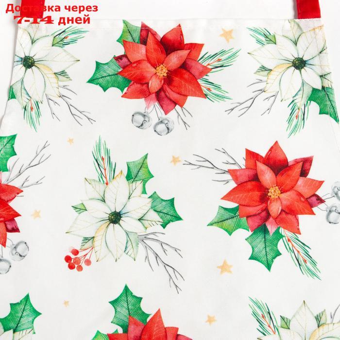 Набор подарочный "Этель" Christmas red flowers, фартук, полотенце, прихватка - фото 4 - id-p216018108