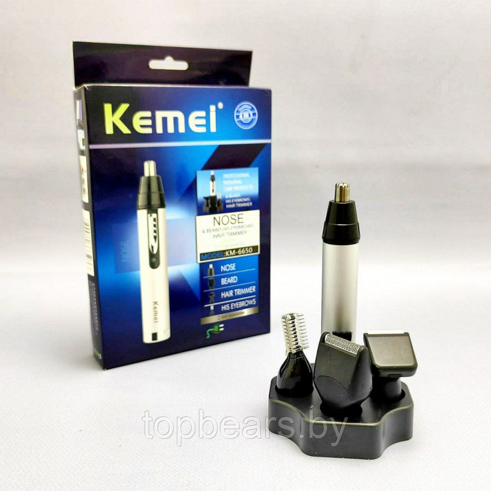 Профессиональный триммер KEMEI KM-6650 4 в 1 на подставке для ухода за волосами, бородой, бровями, ушами, - фото 10 - id-p216155658