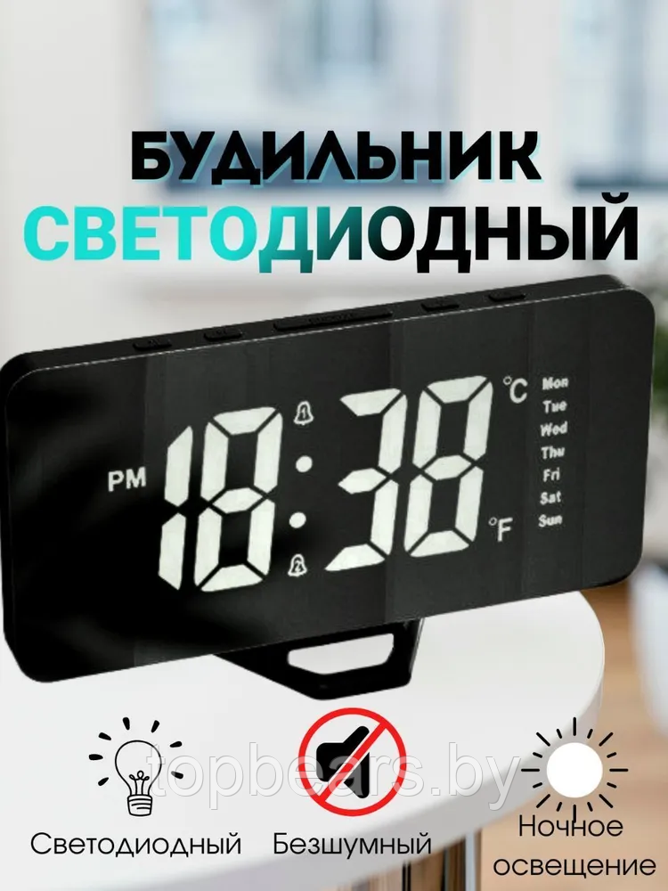 Настольные часы будильник электронные LED digital clock (USB, будильник, календарь, датчик температуры, - фото 6 - id-p215963746