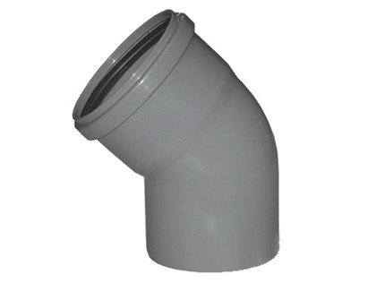 Колено (отвод) канализационной трубы Акваком ПП 50х45град, цвет серый
