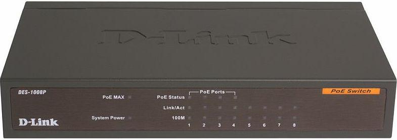 Коммутатор DLink DES-1008P/C1A 8-port 10/100Mbps Switсh / 4xPoE