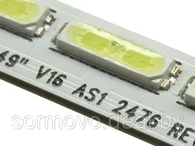 Светодиодная планка для подсветки ЖК панелей 49" V16 AS1 2475/2476 REV 12 (комплект 2 планки по 535мм, 66 свет - фото 2 - id-p216164176
