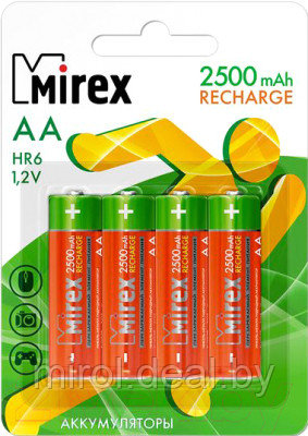 Комплект аккумуляторов Mirex HR6 2500mAh / HR6-25-E4 - фото 1 - id-p216165234