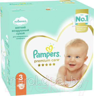 Подгузники детские Pampers Premium Care 3 Midi - фото 3 - id-p216165730