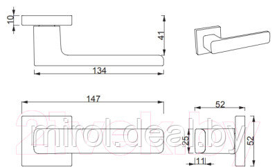 Ручка дверная Cebi Zip Flat SQ MP54 - фото 2 - id-p216170788