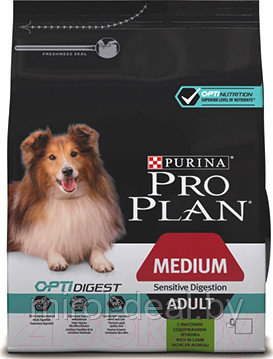 Сухой корм для собак Pro Plan Adult Medium Sensitive Digestion с ягненком и рисом - фото 1 - id-p216171132