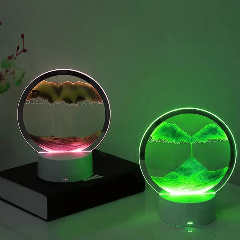 Лампа- ночник "Зыбучий песок" с 3D эффектом Desk Lamp (RGB -подсветка, 7 цветов) / Песочная картина - фото 5 - id-p212140294