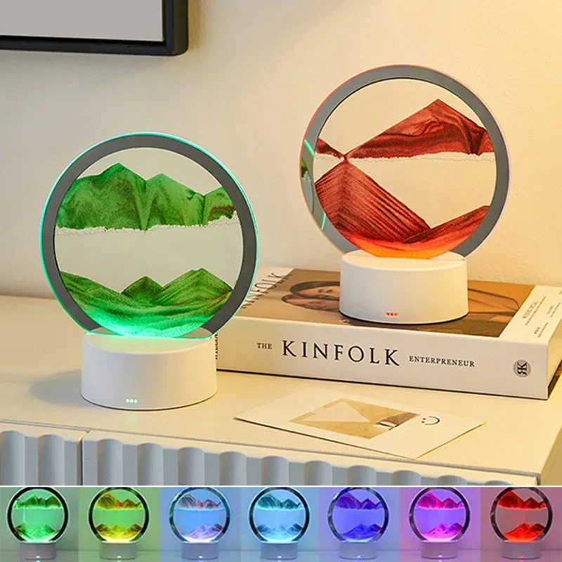 Лампа- ночник "Зыбучий песок" с 3D эффектом Desk Lamp (RGB -подсветка, 7 цветов) / Песочная картина - фото 6 - id-p212140294