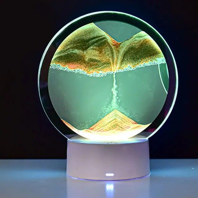 Лампа- ночник "Зыбучий песок" с 3D эффектом Desk Lamp (RGB -подсветка, 7 цветов) / Песочная картина - фото 3 - id-p212140294