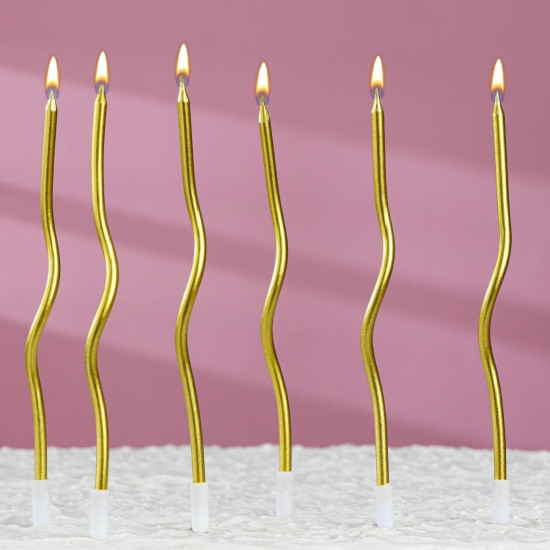 Свечи для торта Серпантин золотые, 6 шт - фото 1 - id-p216199245