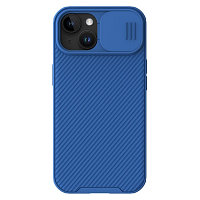 Чехол-накладка с пластиной Magsafe Nillkin CamShield Pro Magnetic Синяя для Apple iPhone 15