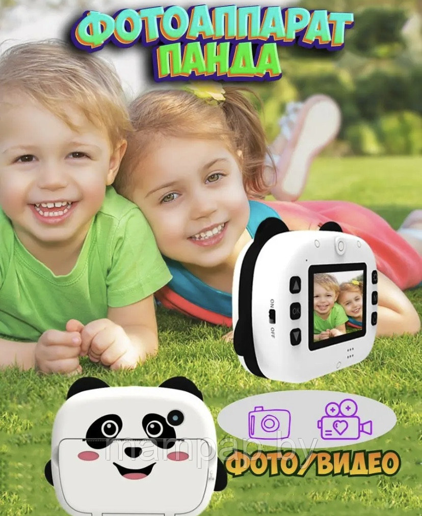 Детский фотоаппарат с моментальной печатью и Wi-FI  Панда, фотокамера
