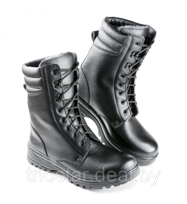 Берцы (ботинки) кожаные 65 (лето/деми, цвет черный) - фото 2 - id-p216219645