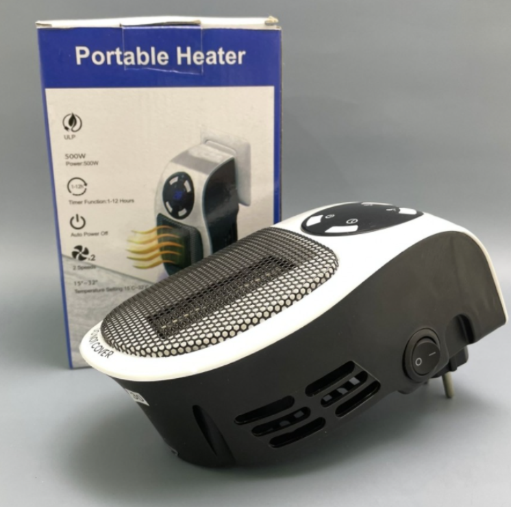 Портативный электрический мини обогреватель с пультом ДУ Portable Heater 500 W (2 режима работы, таймер) - фото 3 - id-p216227542