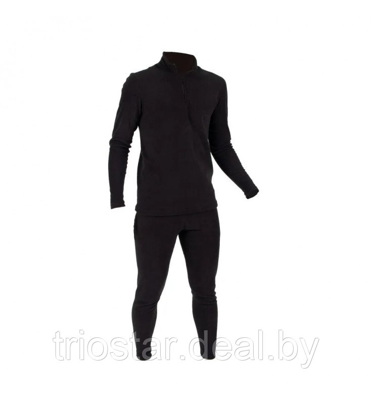 Термобельё "Сибирский следопыт" Fleece Zip флисовое (комплект кофта и штаны, цвет черный) - фото 2 - id-p216220142