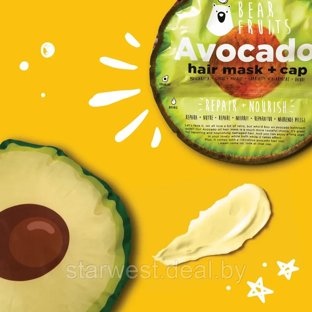 Bear Fruits Avocado / Авокадо 20 мл Маска для восстановления и питания + Шапочка многоразовая - фото 5 - id-p216227530