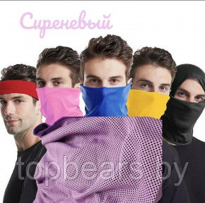 Шарф - труба на лицо Neck Gaiter / Универсальный бафф 16 вариантов ношения / Снуд / Бандана Сиреневый - фото 1 - id-p216017448