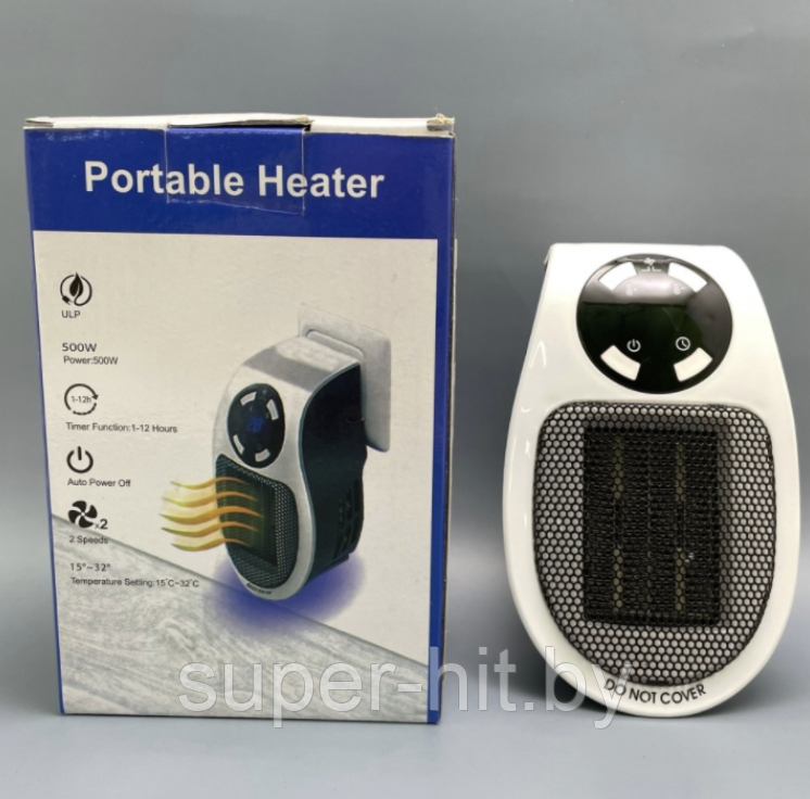 Портативный электрический мини обогреватель с пультом ДУ Portable Heater 500 W (2 режима работы, таймер) - фото 6 - id-p216228009