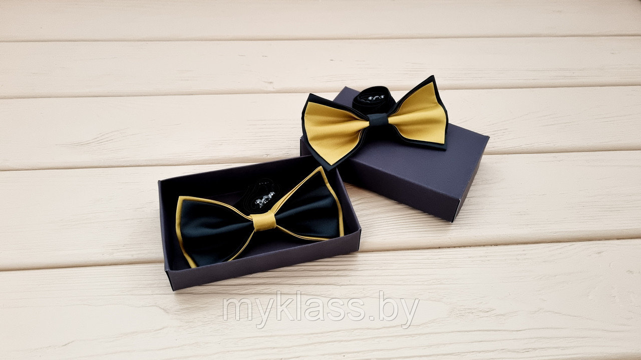 Галстук-бабочка сатиновая 3D (золото - черный) - фото 1 - id-p216229729