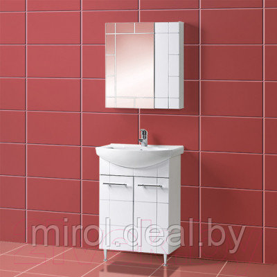 Шкаф с зеркалом для ванной Акваль Анна 60 / АННА.04.60.00.N - фото 3 - id-p216238755