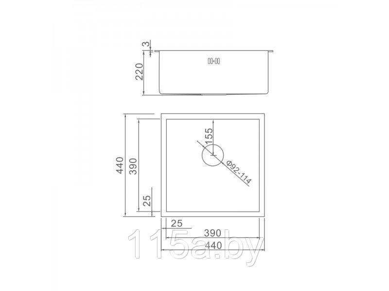 Кухонная мойка GERHANS K34444B с PVD покрытием и шумоподавляющим слоем - фото 4 - id-p216255006