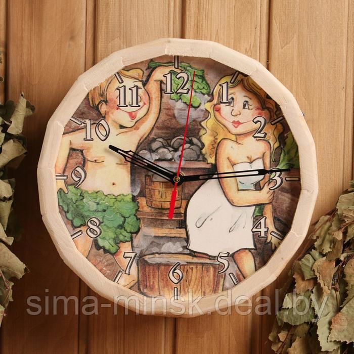 Часы банные "Пара в бане" с рисунком