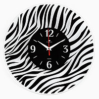 Часы настенные, серия: Интерьер, "Зебра ", плавный ход, d-34 см, черные