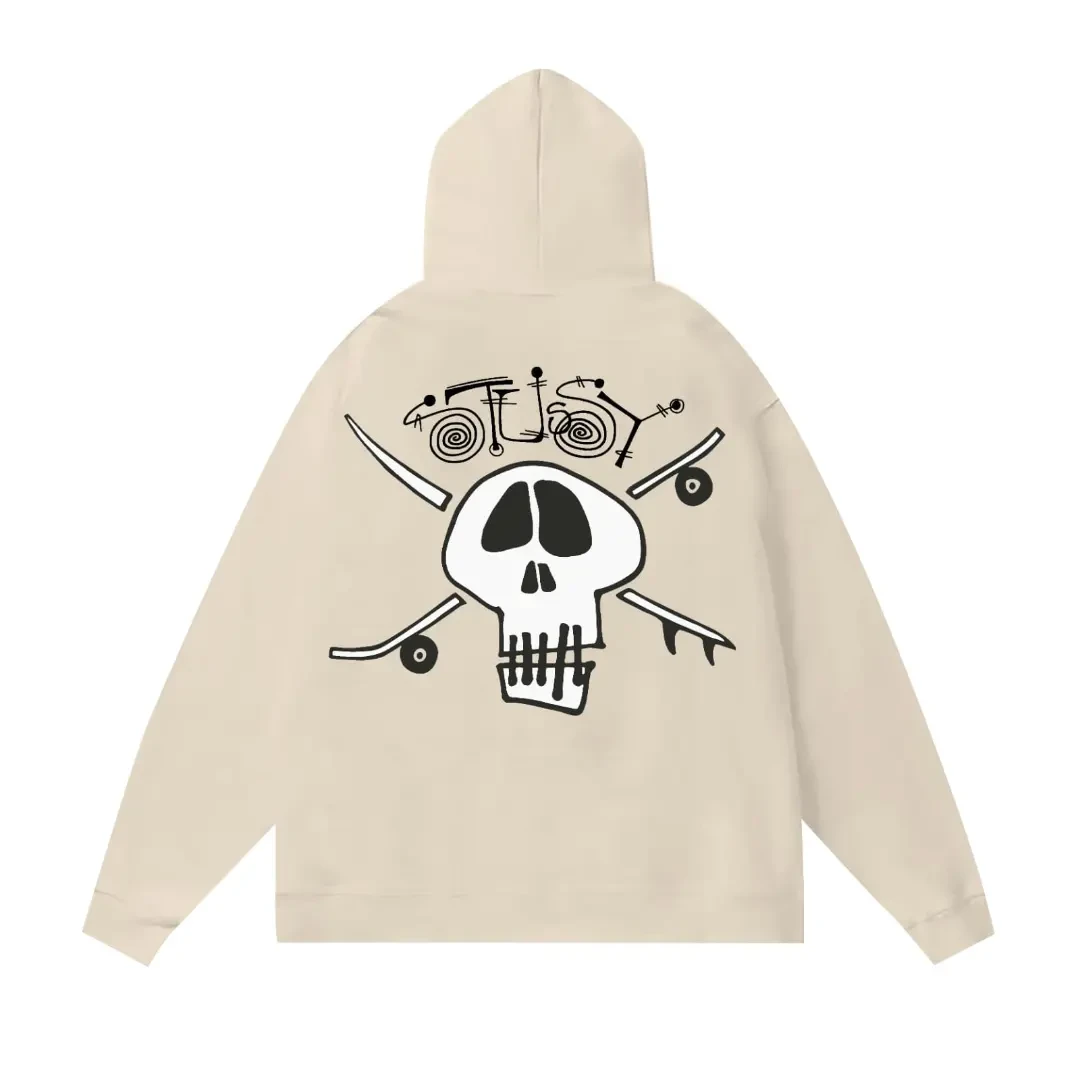 Худи Stussy, Skull & Bones, бежевое. - фото 2 - id-p216257299