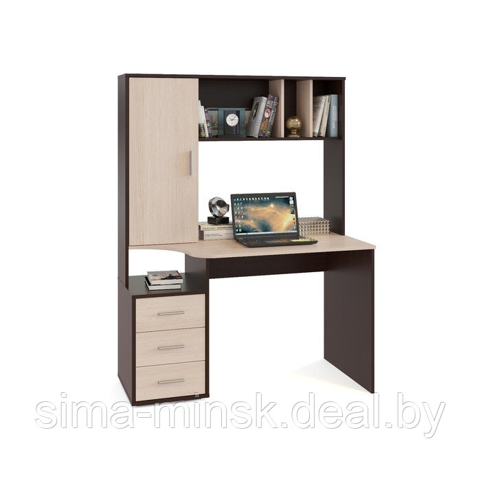 Компьютерный стол, 1200 × 600 × 1600 мм, цвет венге / белёный дуб - фото 1 - id-p216257718
