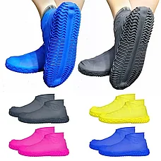 Силиконовые защитные чехлы для обуви от дождя и грязи с подошвой M (серый), фото 3