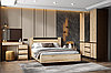 Кровать двойная №3 с основанием 1 (универсальная 1.6х2.0 Страйп) Прага дуб венге/дуб делано фабрика SV-мебель, фото 2