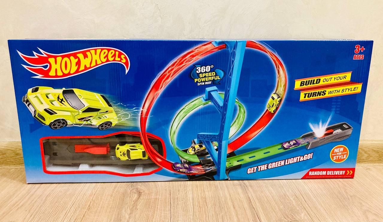 Трек Хот Вилс (Hot Wheels) двойное кольцо с пусковым механизмом, аналог - фото 1 - id-p216286764