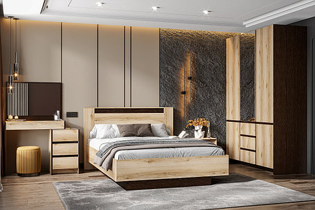 Спальня Прага модульная набор 3 дуб венге/дуб делано фабрика SV-мебель, фото 2