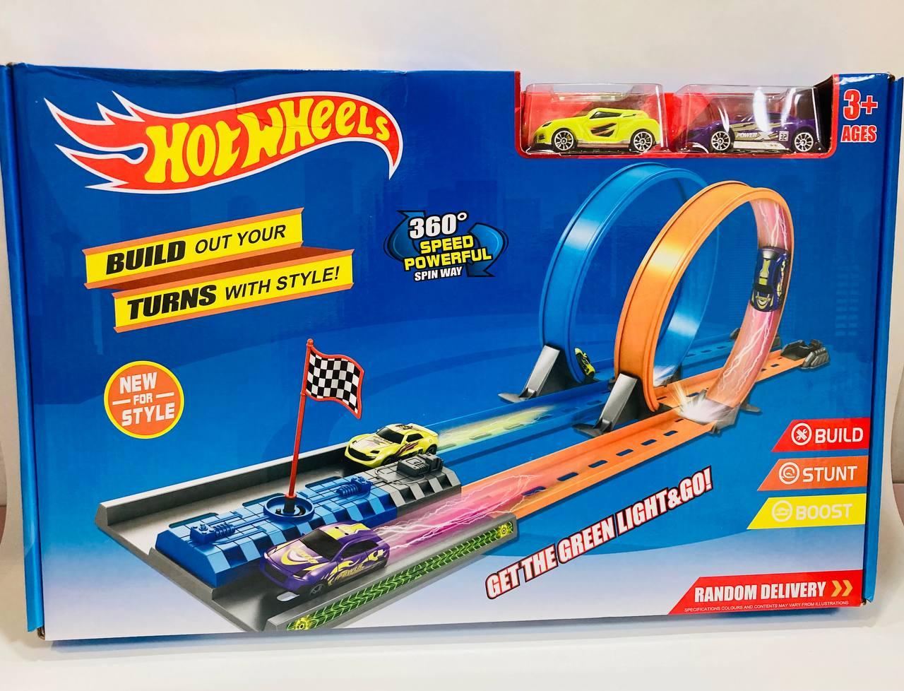 Трек Хот Вилс (Hot Wheels) двойное кольцо с пусковым механизмом, аналог
