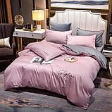 Комплект постельного белья Евро MENCY ЖАТКА Розовый/серый, фото 2