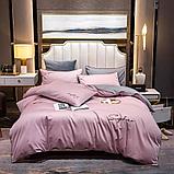 Комплект постельного белья Евро MENCY ЖАТКА Розовый/серый, фото 3