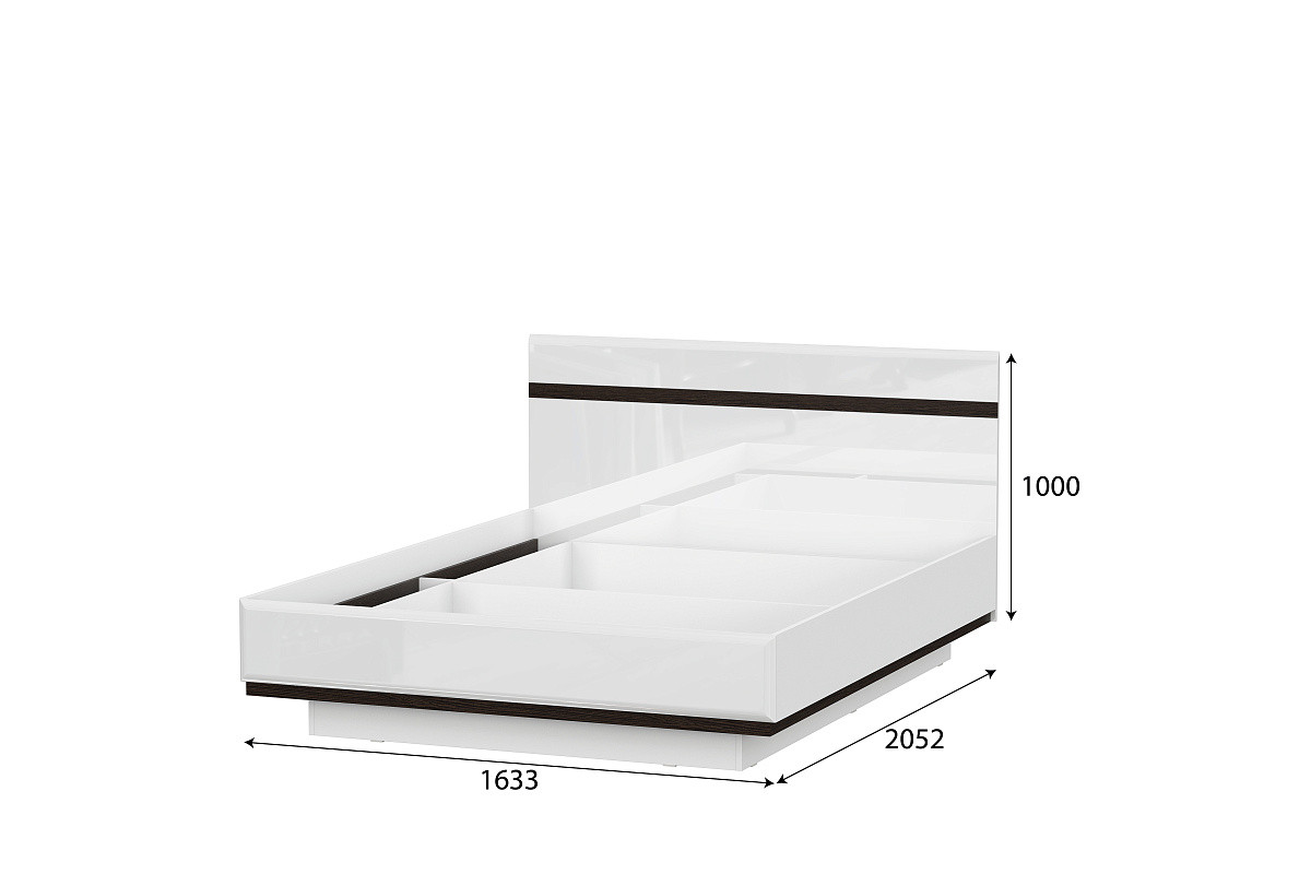 Кровать 160 Соло с основанием ЛДСП (белый глянец/белый) фабрики SV-мебель - фото 2 - id-p164216279