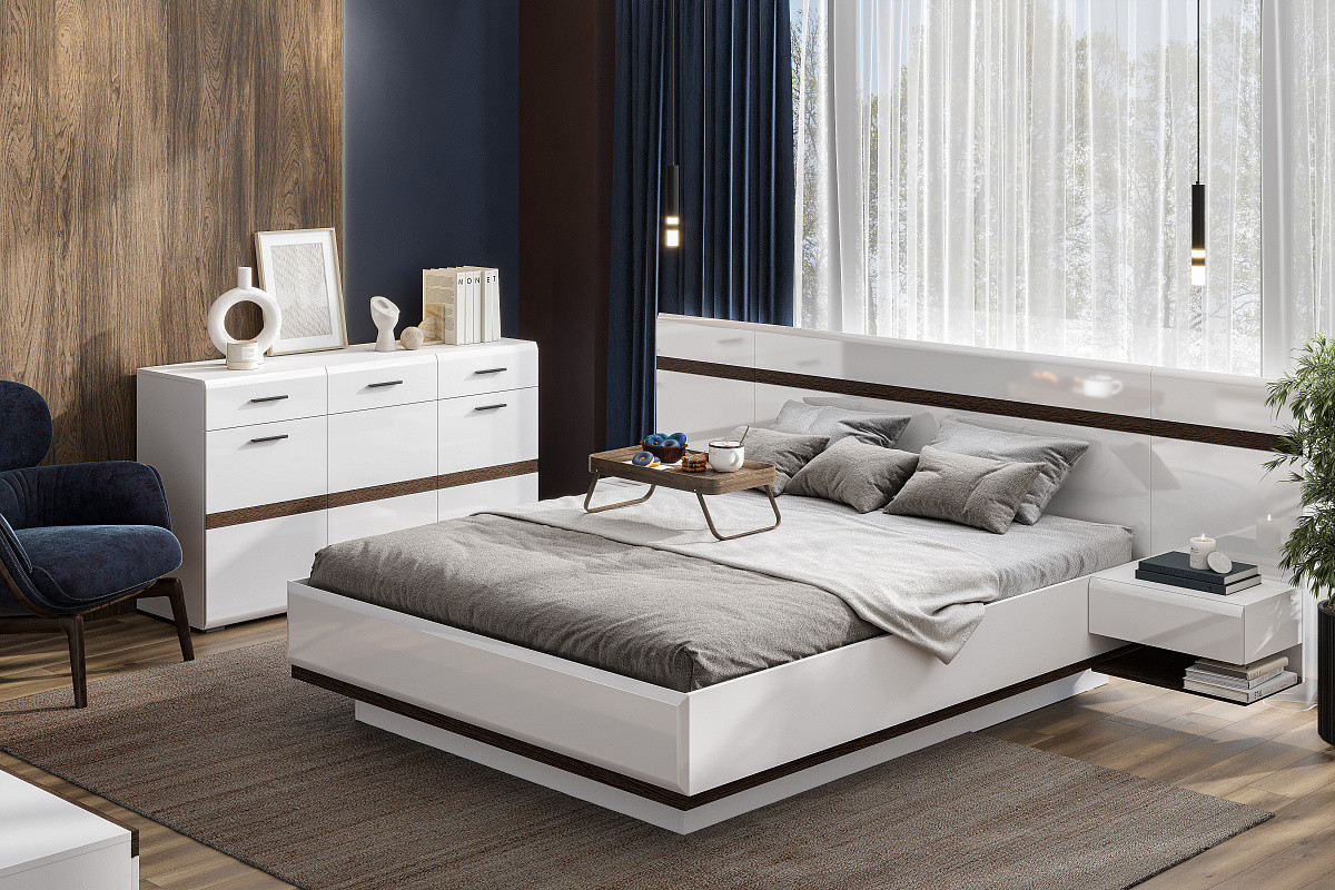 Кровать 160 Соло с основанием ЛДСП (белый глянец/белый) фабрики SV-мебель - фото 3 - id-p164216279