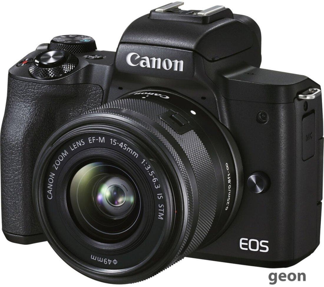 Беззеркальный фотоаппарат Canon EOS M50 Mark II Kit EF-M 15-45mm f/3.5-6.3 IS STM (черный) - фото 2 - id-p216314765