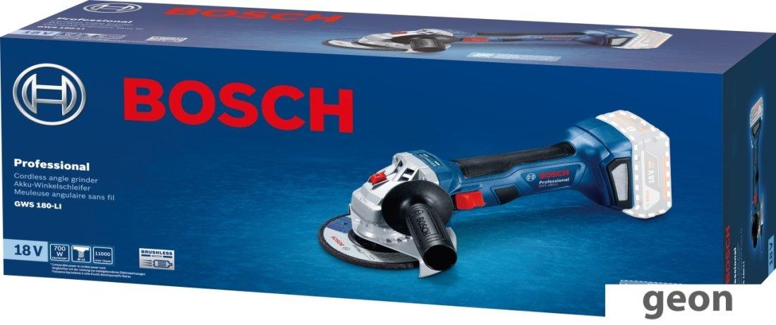 Угловая шлифмашина Bosch GWS 180-LI Professional 06019H9020 (без АКБ) - фото 3 - id-p216314866