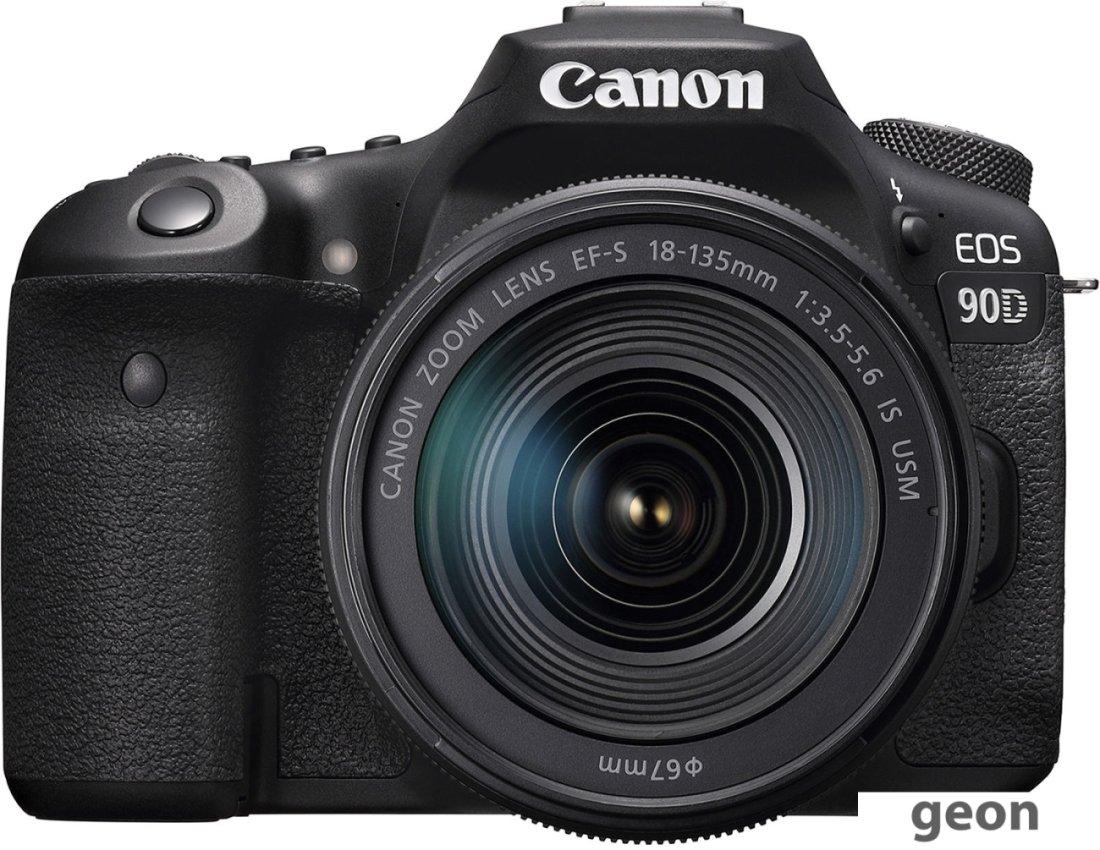Зеркальный фотоаппарат Canon EOS 90D Kit 18-135 IS USM (черный) - фото 1 - id-p216313459