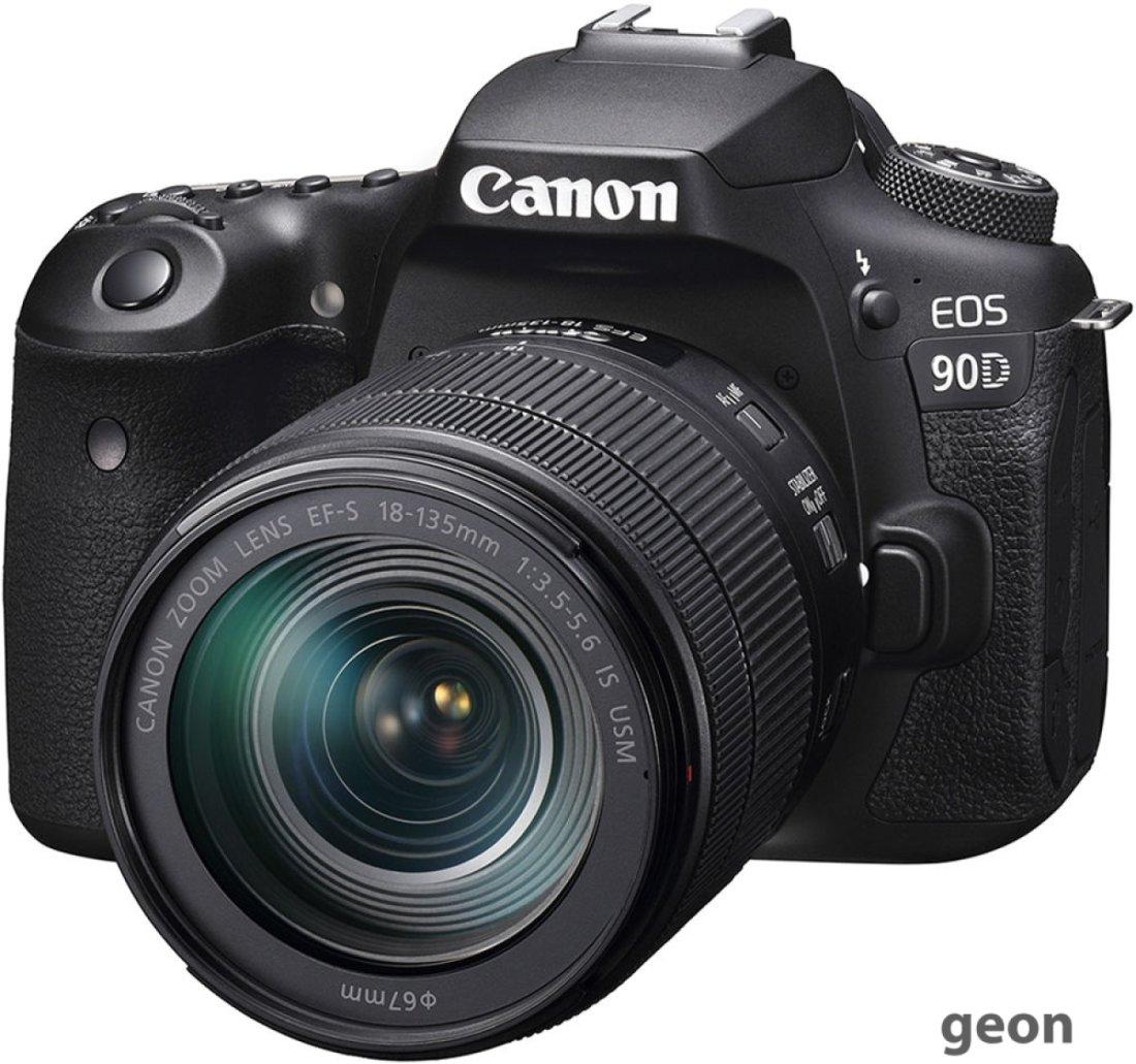 Зеркальный фотоаппарат Canon EOS 90D Kit 18-135 IS USM (черный) - фото 2 - id-p216313459