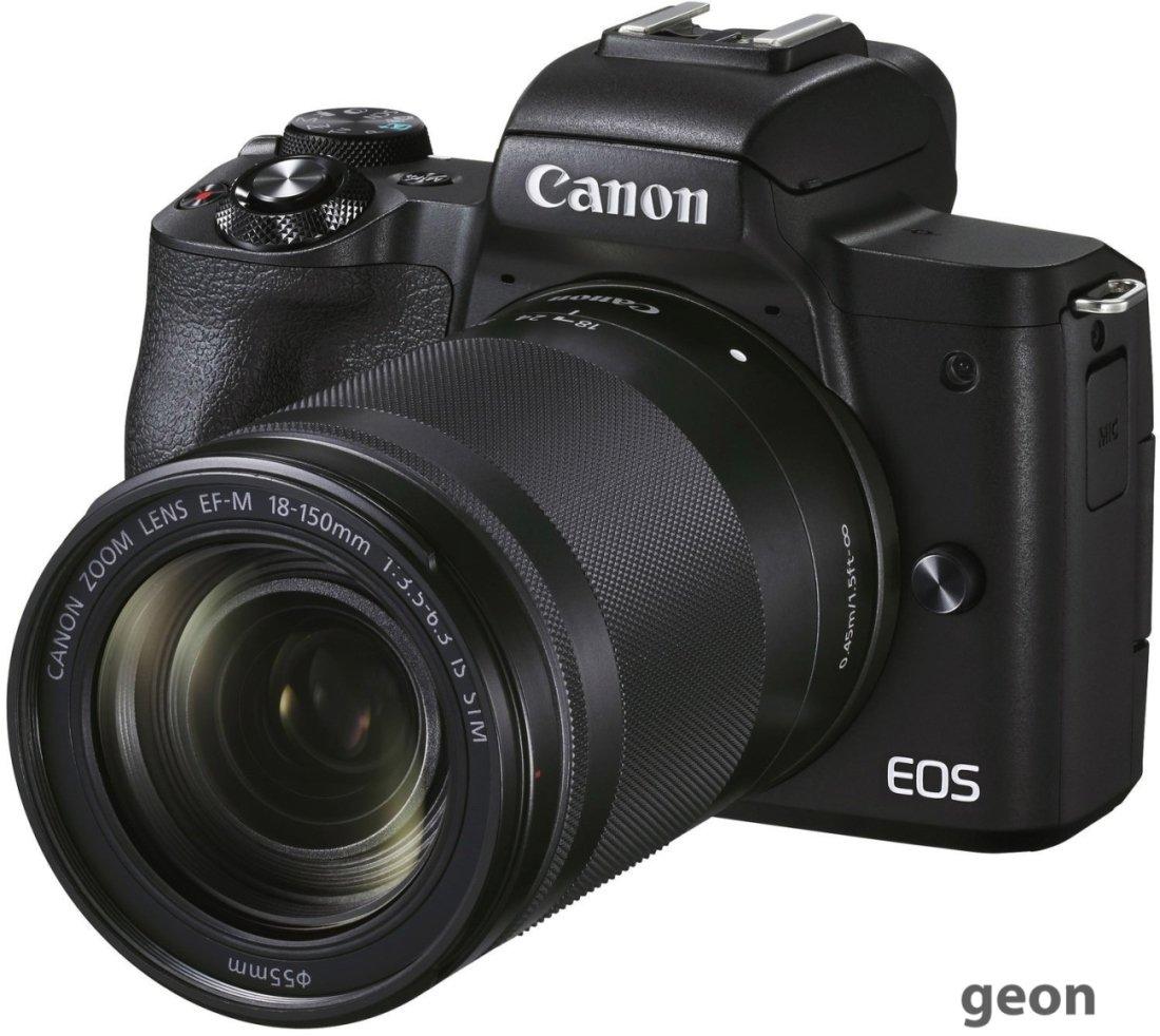 Беззеркальный фотоаппарат Canon EOS M50 Mark II Kit EF-M 18-150mm f/3.5-6.3 IS STM (черный) - фото 2 - id-p216315340