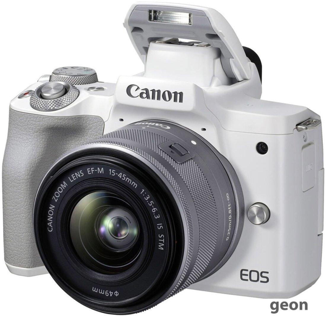Беззеркальный фотоаппарат Canon EOS M50 Mark II Kit EF-M 15-45mm f/3.5-6.3 IS STM (белый) - фото 3 - id-p216316479