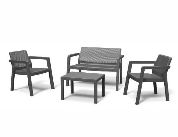 Комплект мебели "Emily 2 seater" (двухместный диван, 2 кресла, столик), графит, фото 1