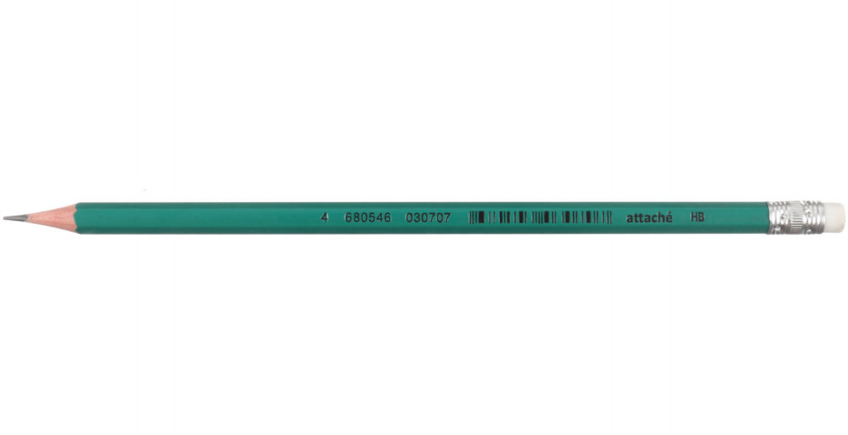 Карандаш чернографитный Attache твердость грифеля ТМ, с ластиком, корпус зеленый - фото 1 - id-p216330727