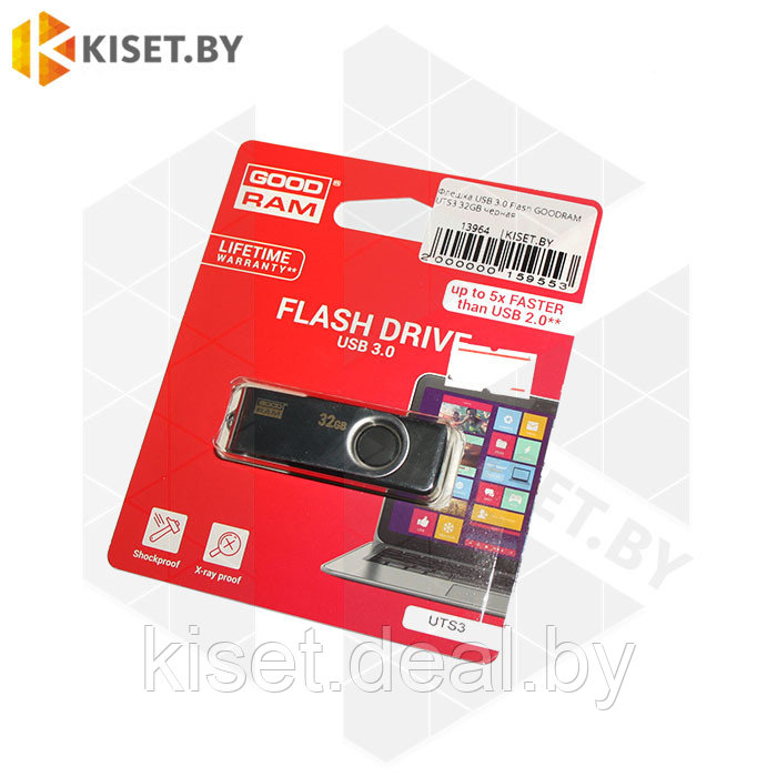 Флешка USB 3.0 Flash GOODRAM UTS3 32GB черная - фото 1 - id-p216331833