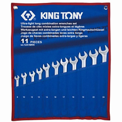 KING TONY Набор комбинированных удлиненных ключей, 8-24 мм, чехол из теторона, 11 предметов KING TONY 12A1MRN - фото 1 - id-p216333619