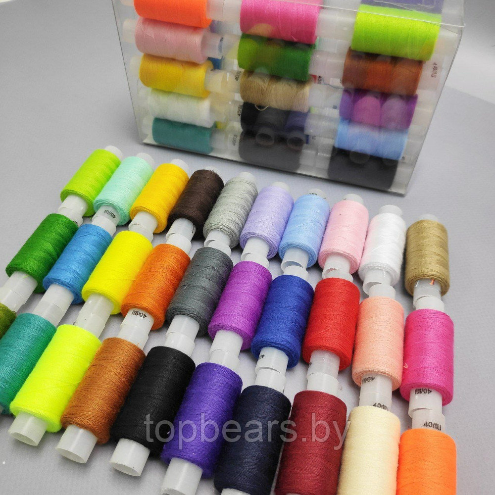 Набор ниток швейных 40 ЛШ, цвет MIX, 200 м, 30 бобин в боксе (100 полиэфир, 3 слоя) - фото 7 - id-p216343541